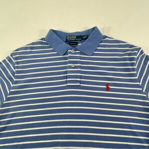 Polo Ralph Lauren Custom Fit Blue White Striped Men’s Size L Polo Shirt